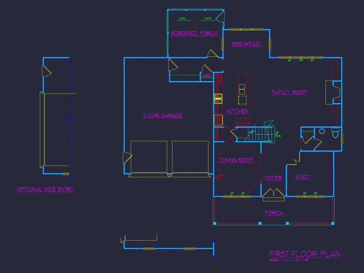 Elegant house Plan with Spacious Floor Plan and CAD Blueprint Designs