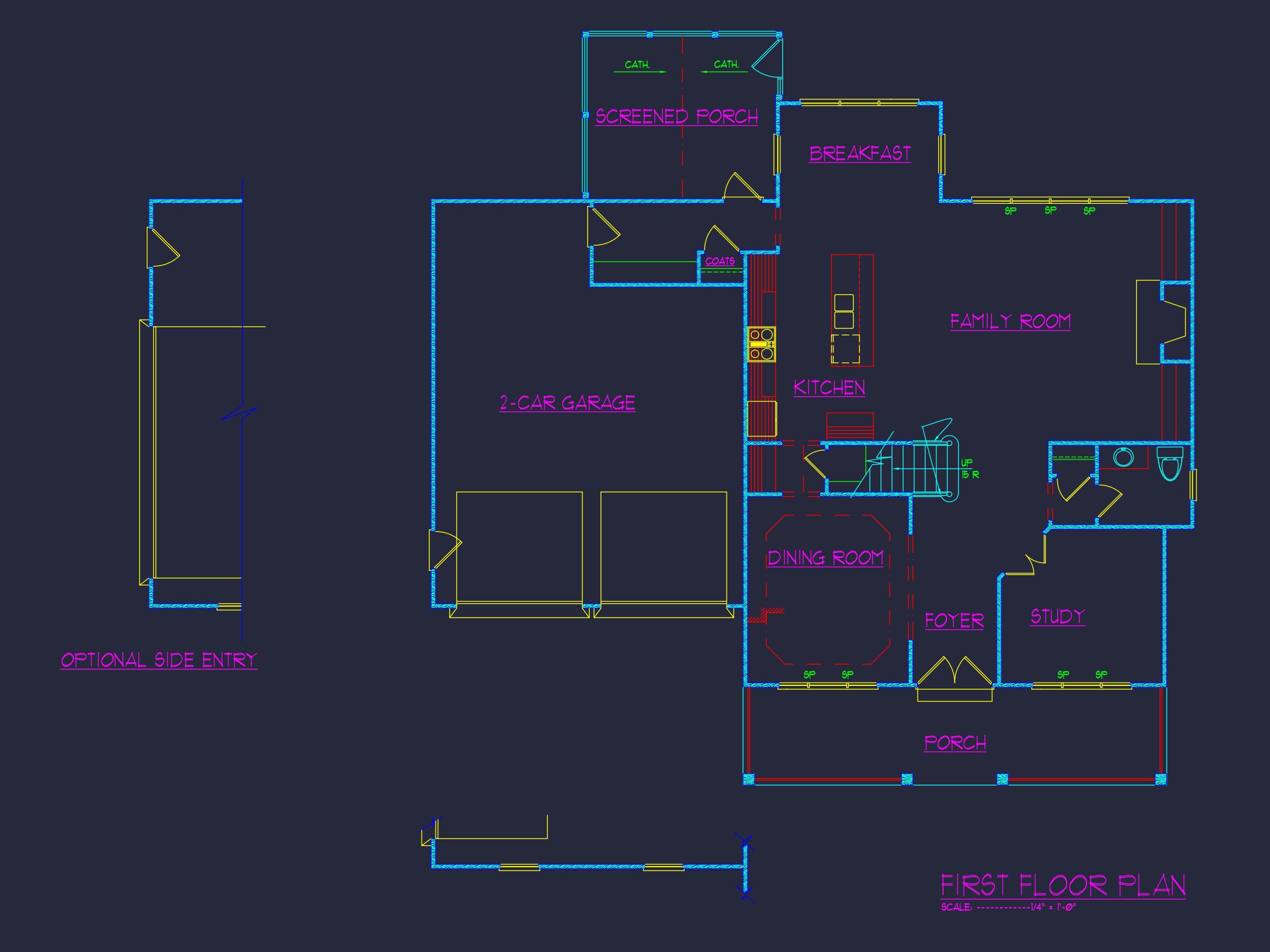 Elegant Home Plan with Spacious Floor Plan and CAD Blueprint Designs