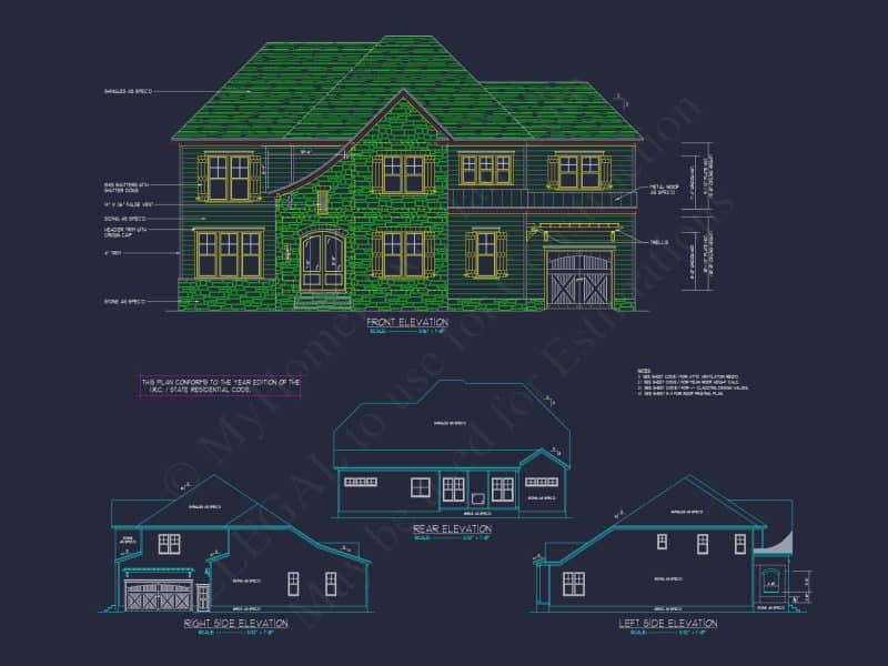 Elegant Modern Suburban house Plan with 2 Floors and 4 Bedrooms