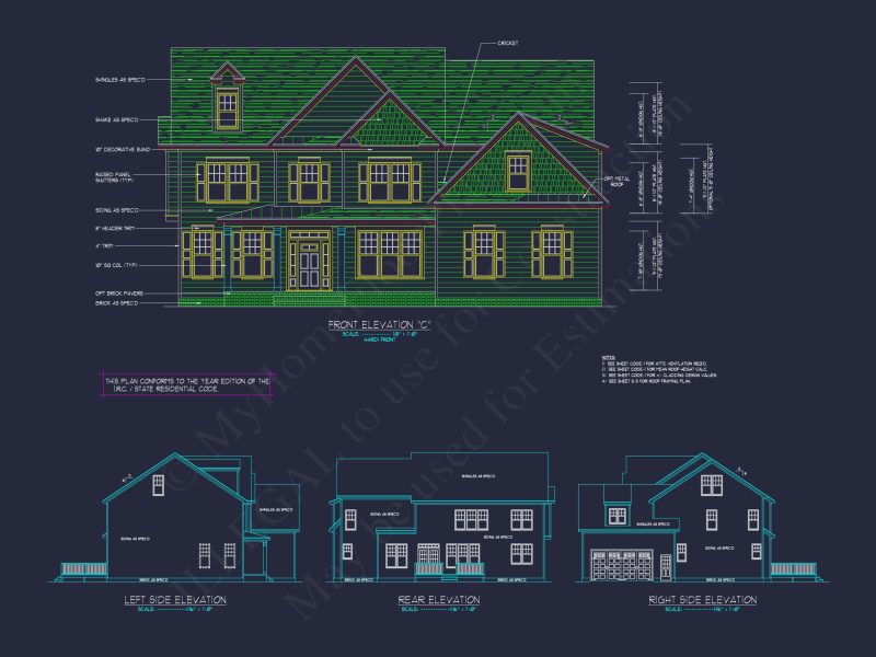 Elegant New American house Plan with Spacious Layout and CAD Blueprint