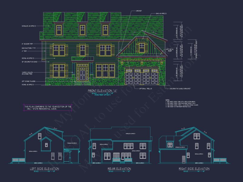Elegant New American house Plan with Spacious Layout and CAD Blueprint