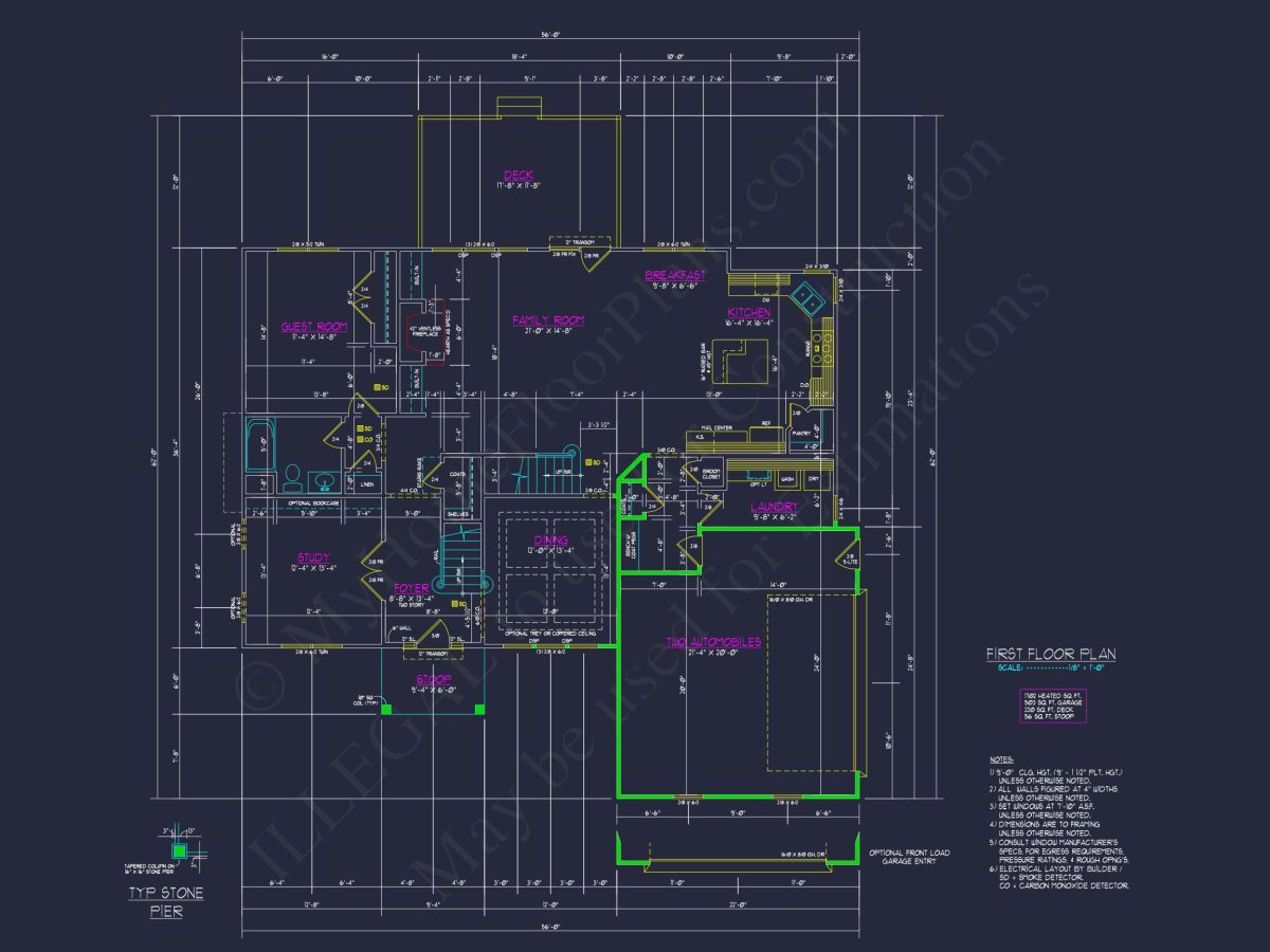 Elegant New American house Plan with Spacious Layout and CAD Blueprint