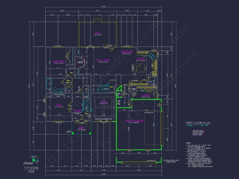 Elegant New American house Plan with Spacious Layout and CAD Blueprint