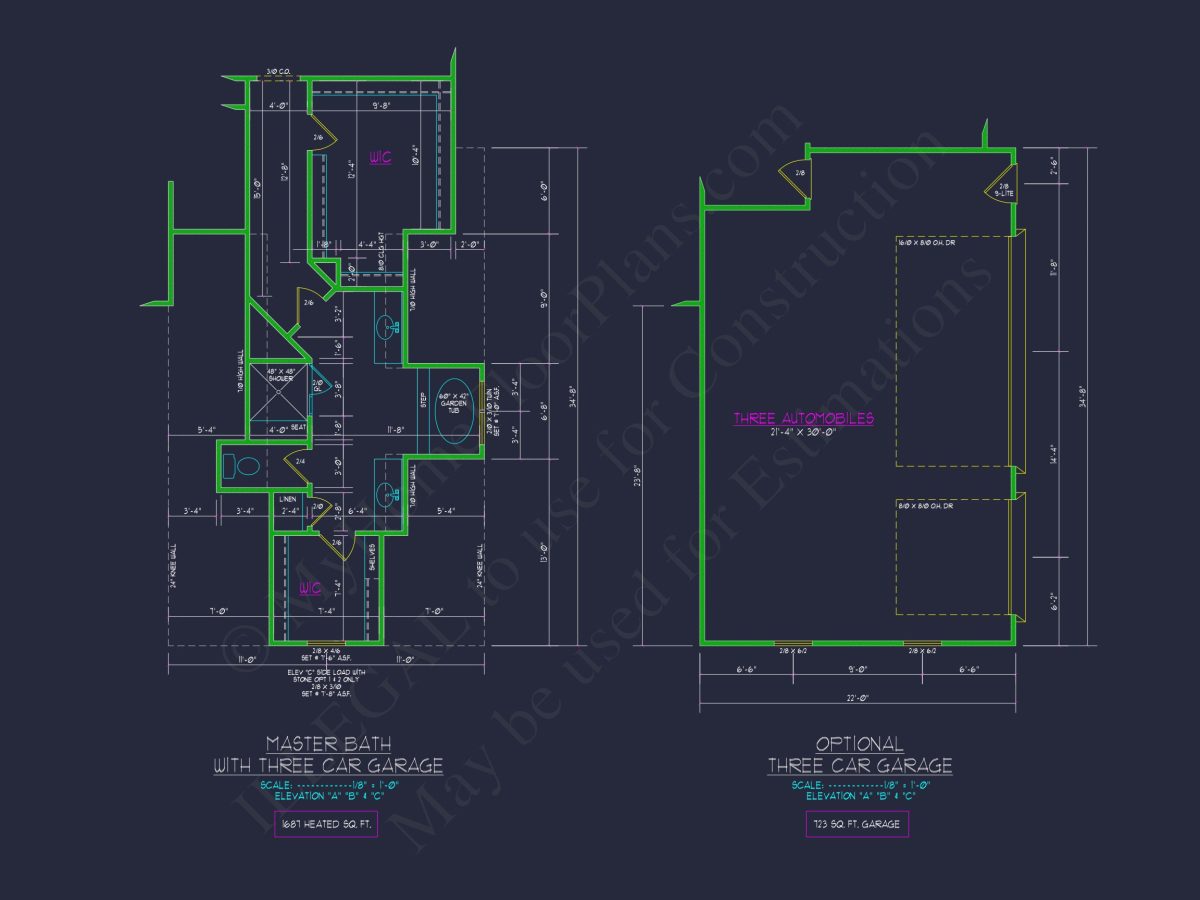 Elegant New American house Plan with Spacious Layout and CAD Blueprint