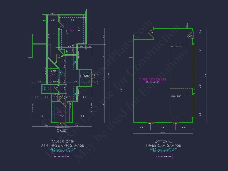 Elegant New American house Plan with Spacious Layout and CAD Blueprint