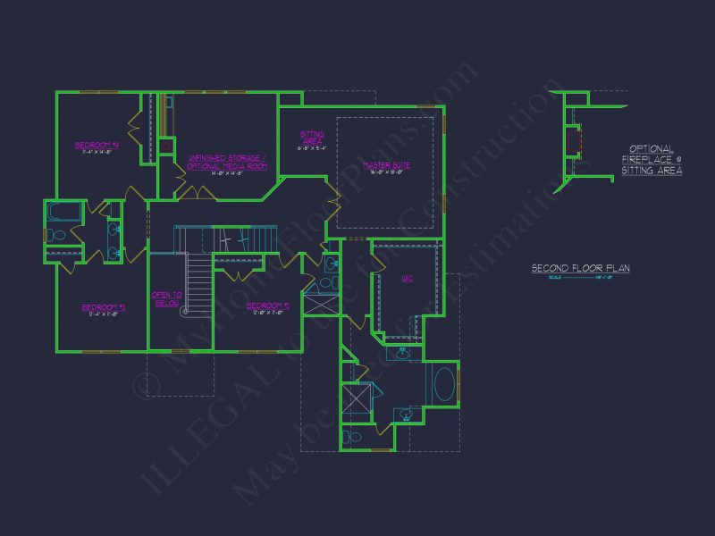 Elegant New American house Plan with Spacious Layout and CAD Blueprint