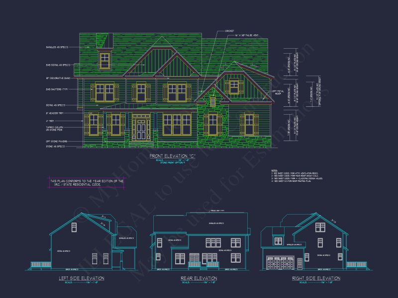 Elegant New American house Plan with Spacious Layout and CAD Blueprint