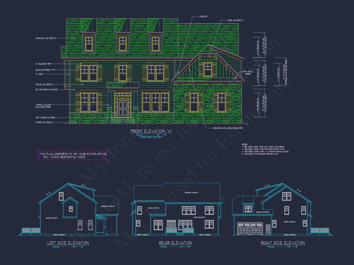 Elegant New American house Plan with Spacious Layout and CAD Blueprint