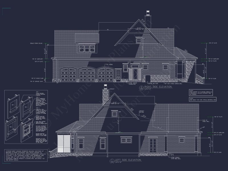 Elegant Shingle Style house Plan with 5 Beds and CAD Designs