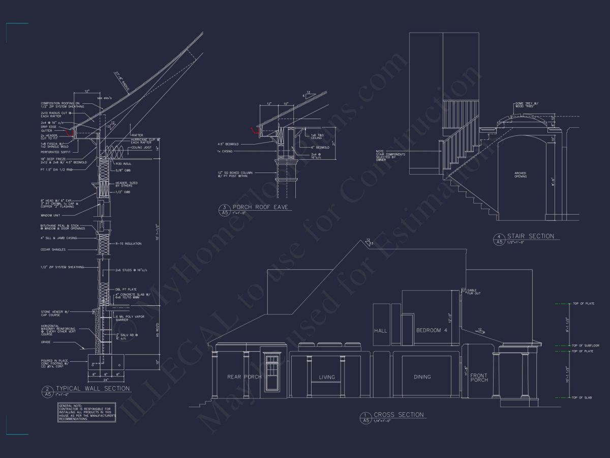 Elegant Shingle Style house Plan with 5 Beds and CAD Designs