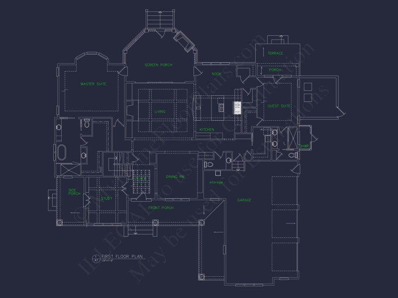 Elegant Shingle Style house Plan with 5 Beds and CAD Designs