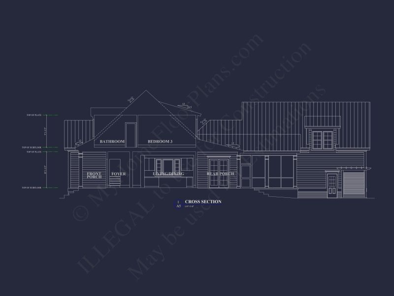 Elegant Southern house Floor Plan with CAD Designs and Blueprint