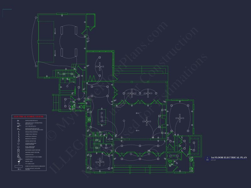 Elegant Southern house Floor Plan with CAD Designs and Blueprint