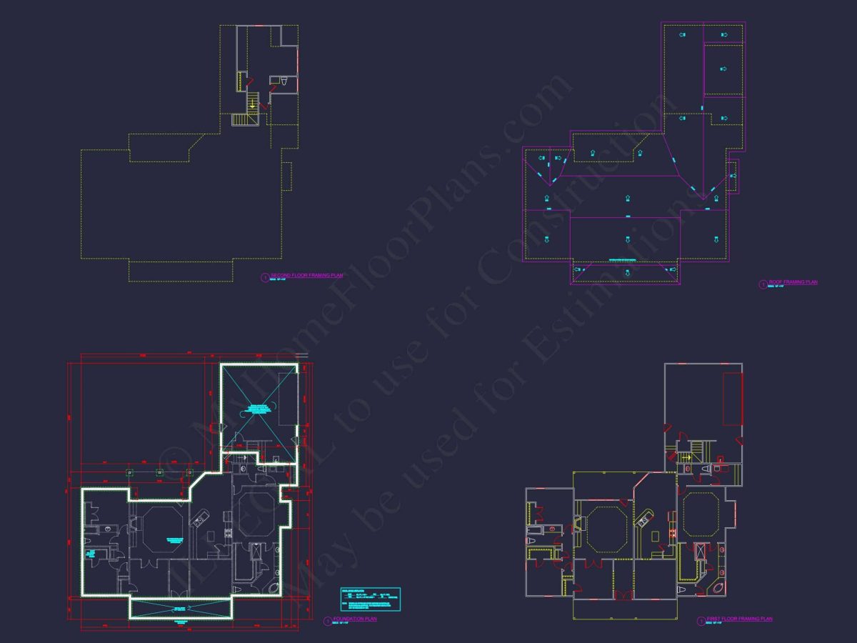 Elegant Southern house Plan with CAD Blueprint Designs