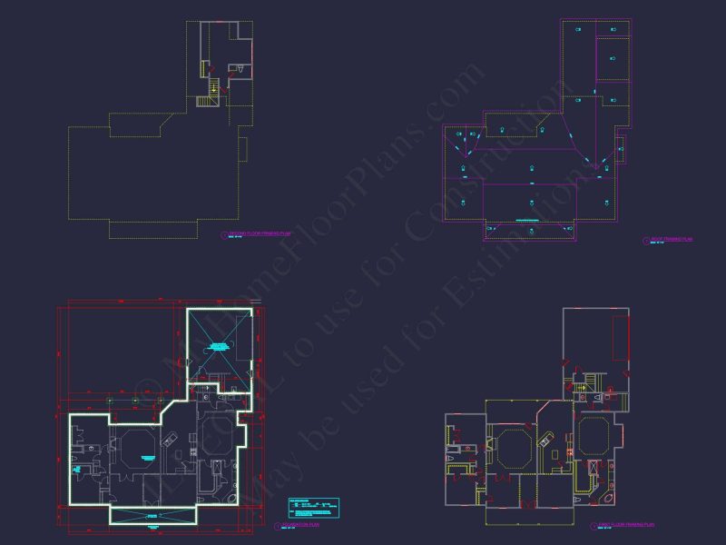 Elegant Southern house Plan with CAD Blueprint Designs