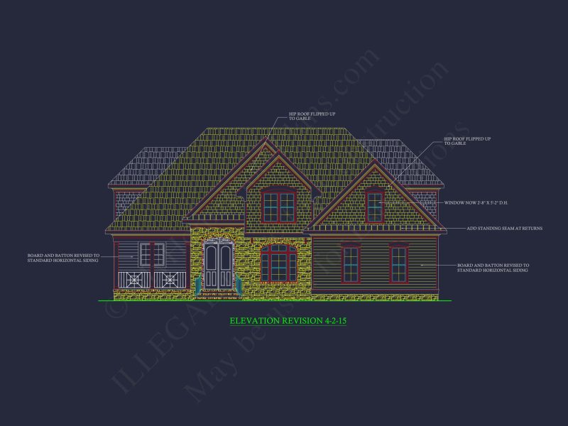 Elegant Traditional house Floor Plan with CAD Blueprints