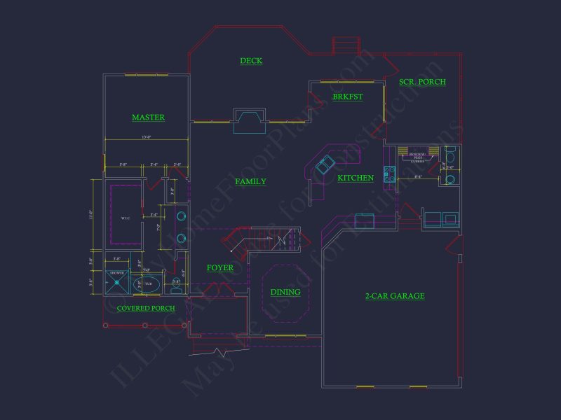 Elegant Traditional house Floor Plan with CAD Blueprints
