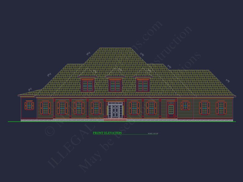 Elegant Traditional house Plan with Detailed Architecture & CAD