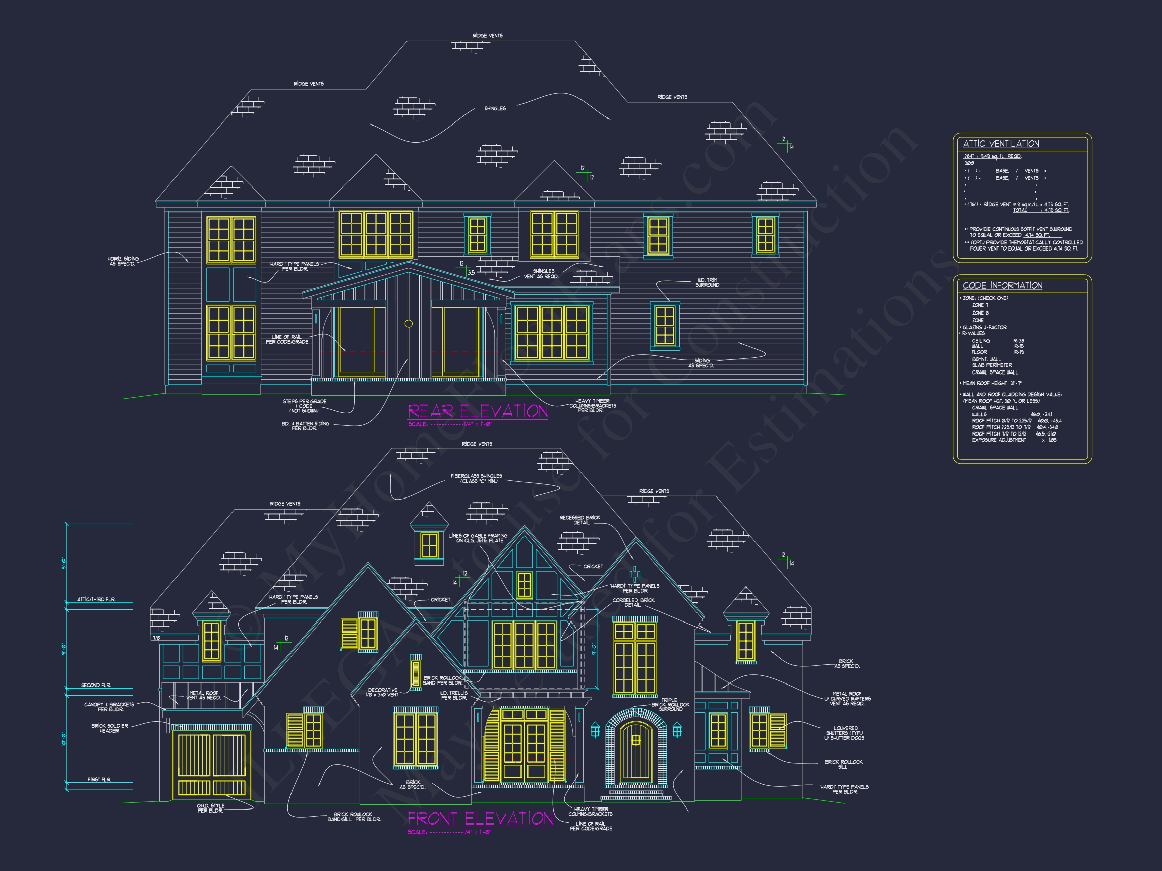 Elegant Tudor-Style Home Plan with Detailed CAD Blueprints