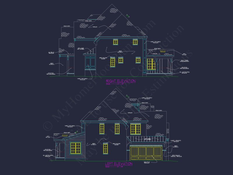 Elegant Tudor-Style house Plan with Detailed CAD Blueprints