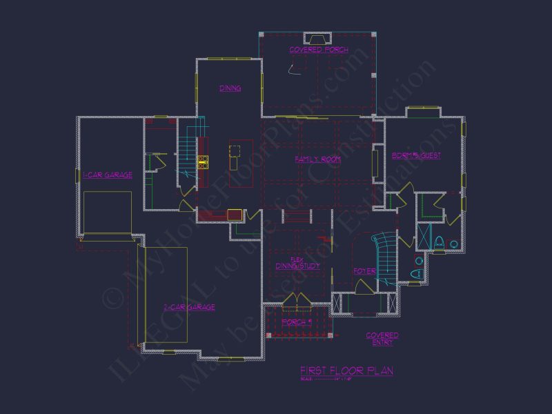 Elegant Tudor-Style house Plan with Detailed CAD Blueprints