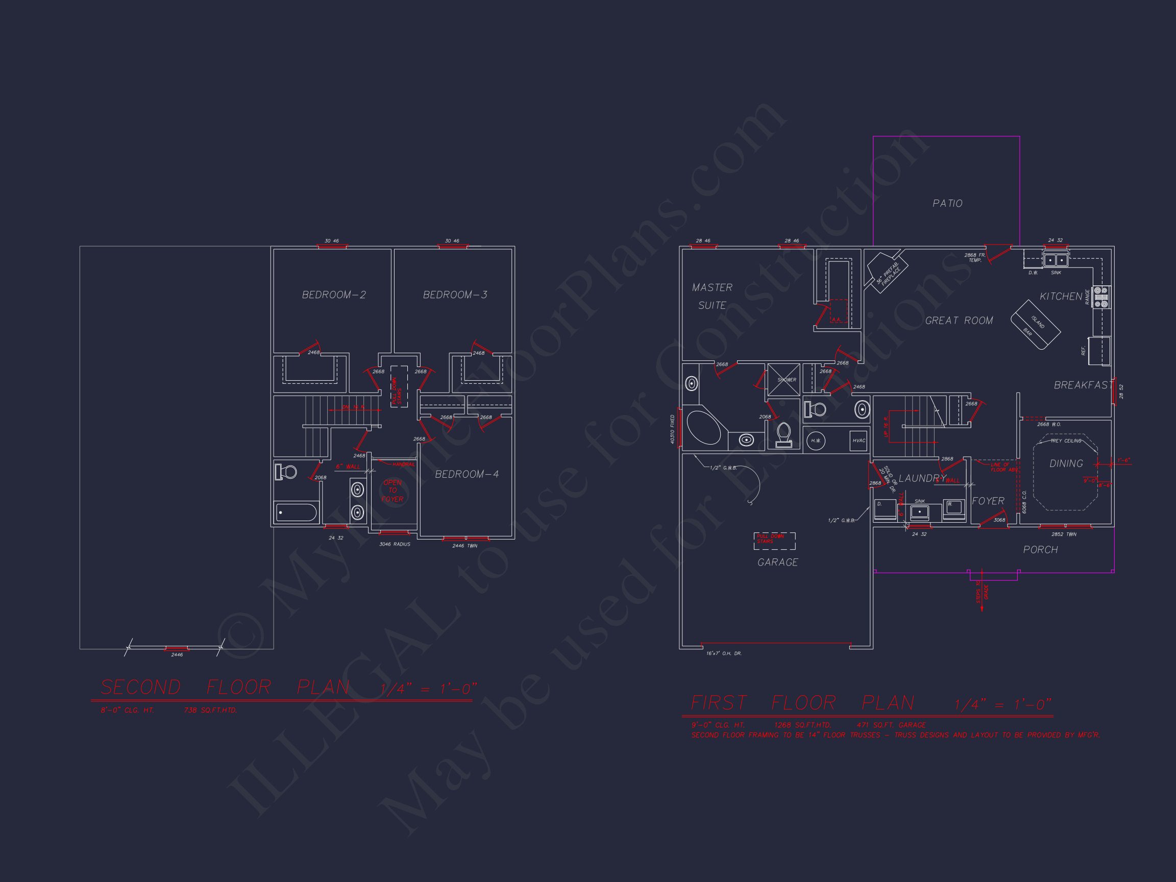 Elegant Two-Story Home Plan with 4 Bedrooms & CAD Designs