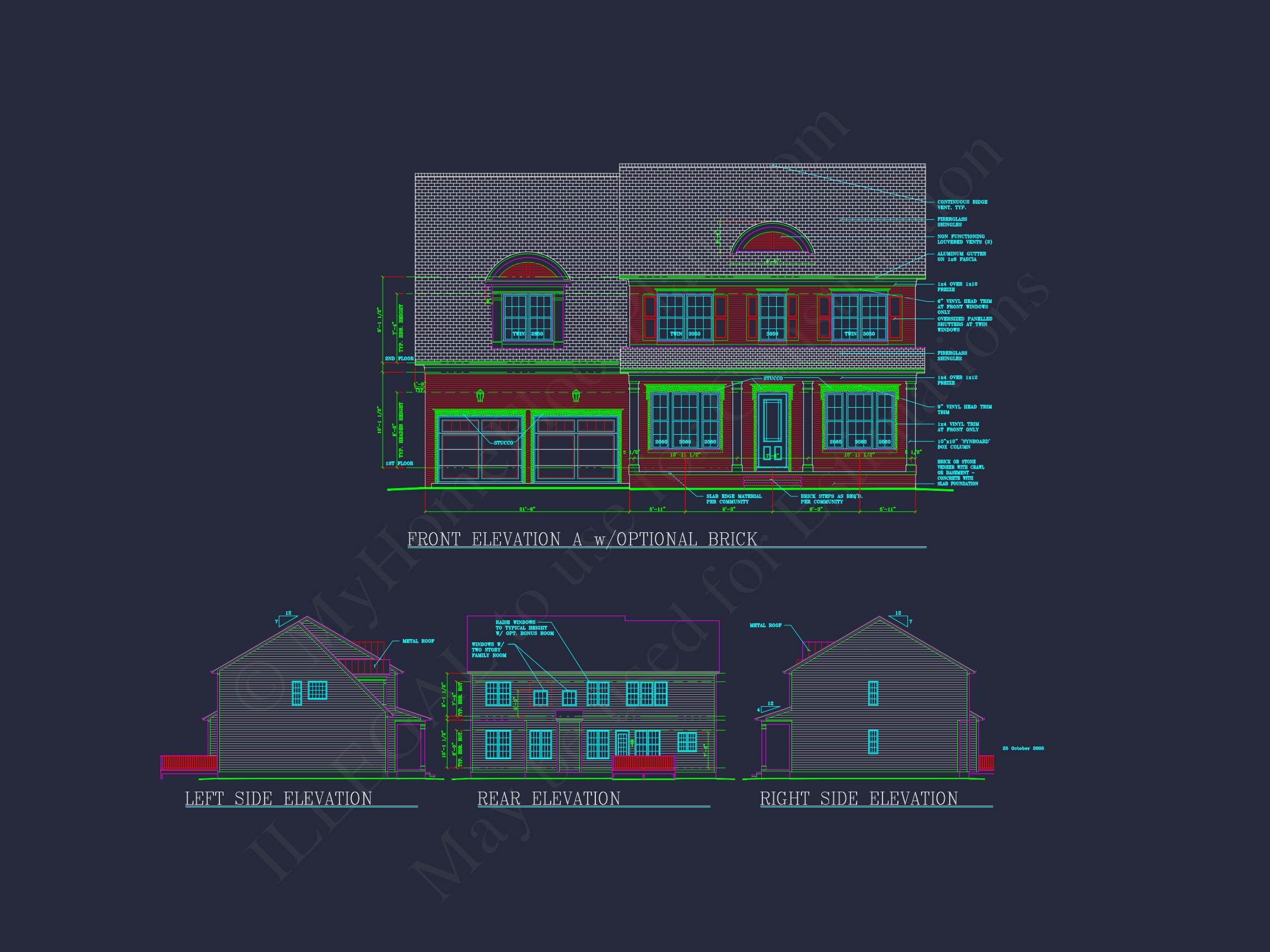 Elegant Two-Story Home Plan with CAD Designs and Blueprints