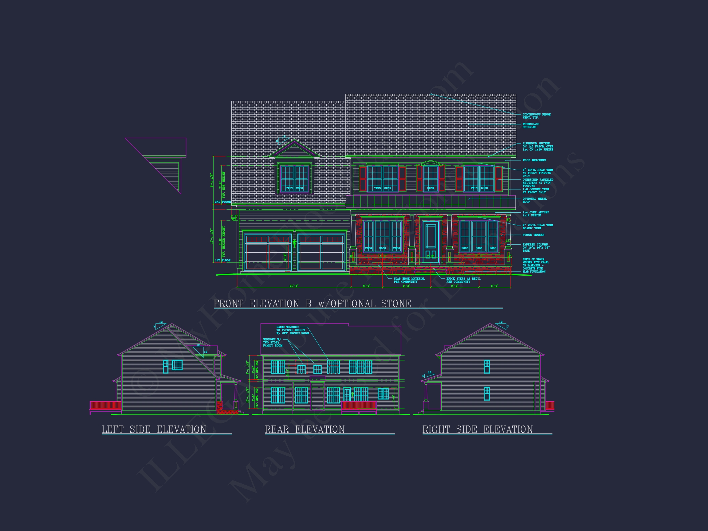 Elegant Two-Story Home Plan with CAD Designs and Blueprints