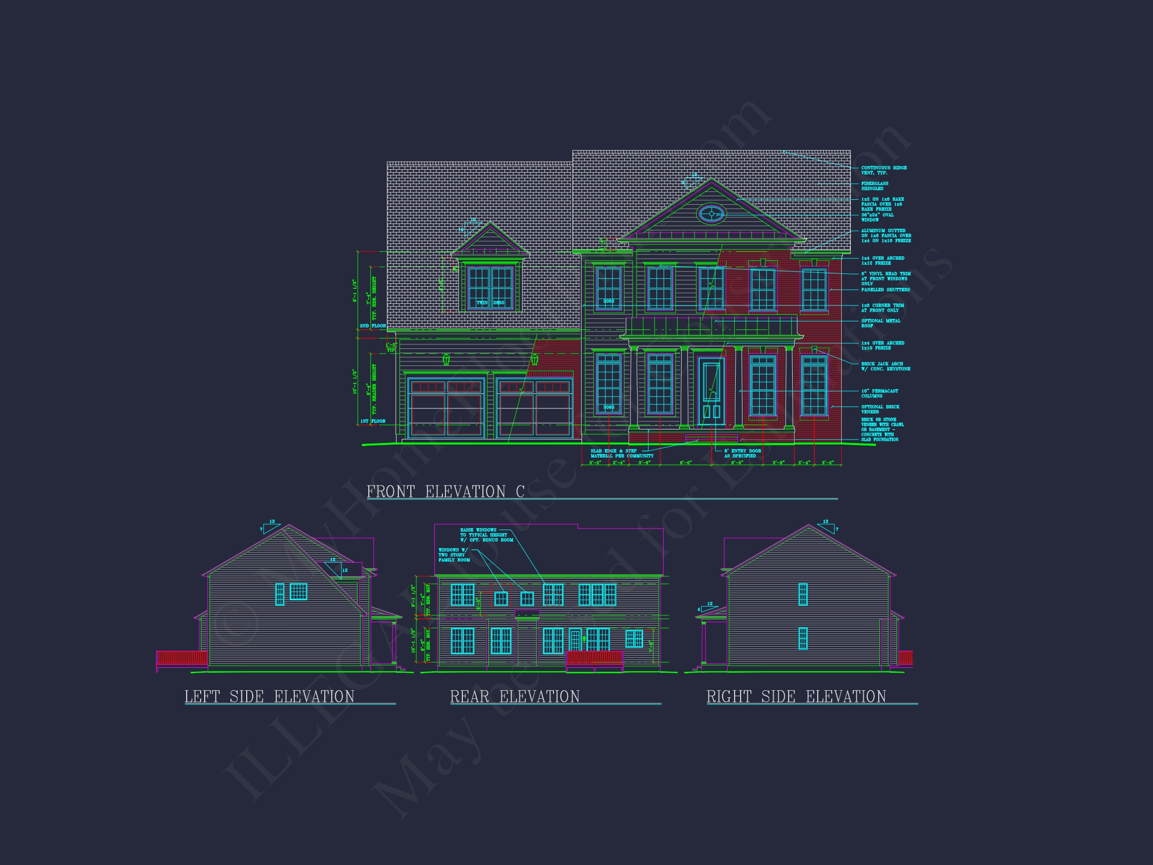 Elegant Two-Story Home Plan with CAD Designs and Blueprints