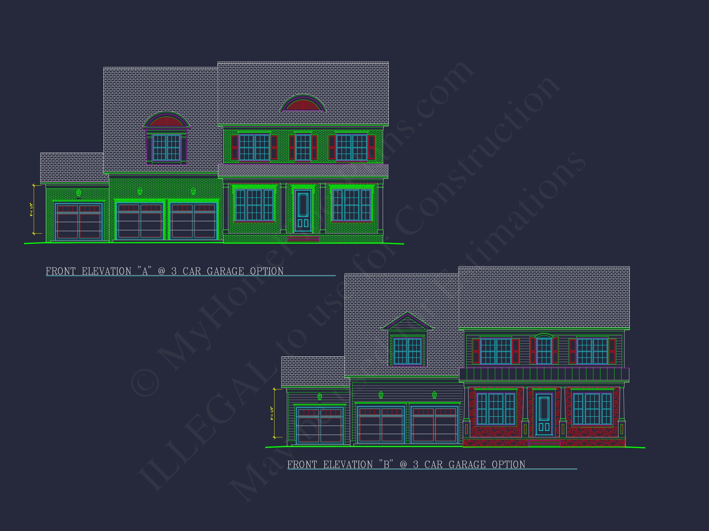 Elegant Two-Story Home Plan with CAD Designs and Blueprints