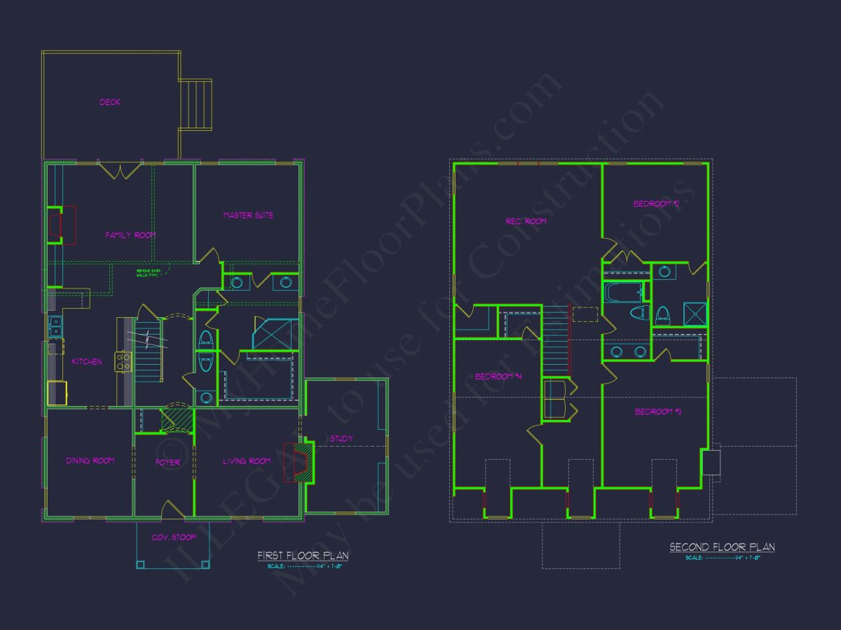 Elegant Two-Story house Plan with Colonial Charm and CAD Designs