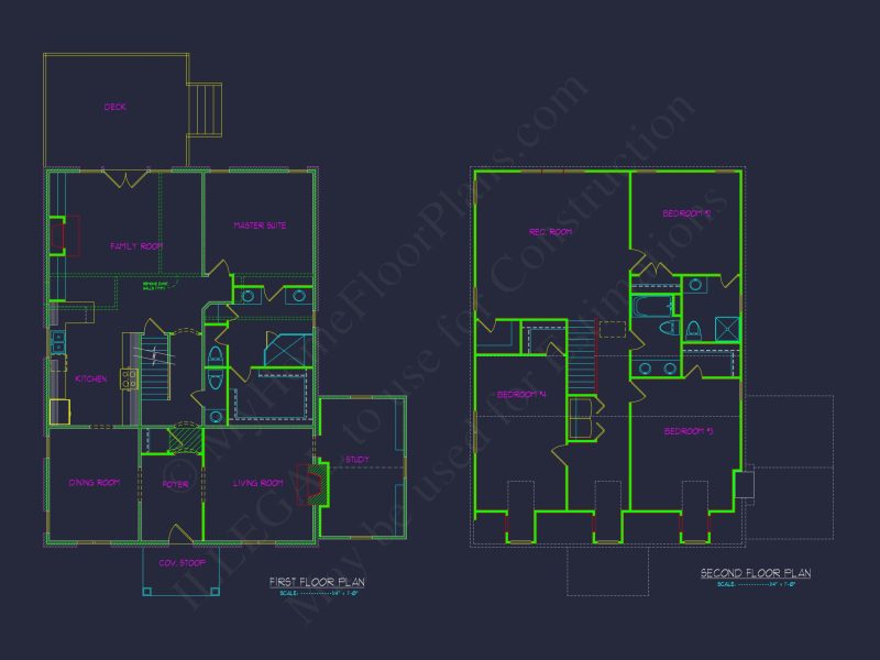 Elegant Two-Story house Plan with Colonial Charm and CAD Designs