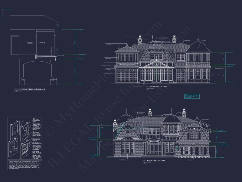Elegant Two-Story house Plan with Detailed Architecture Design