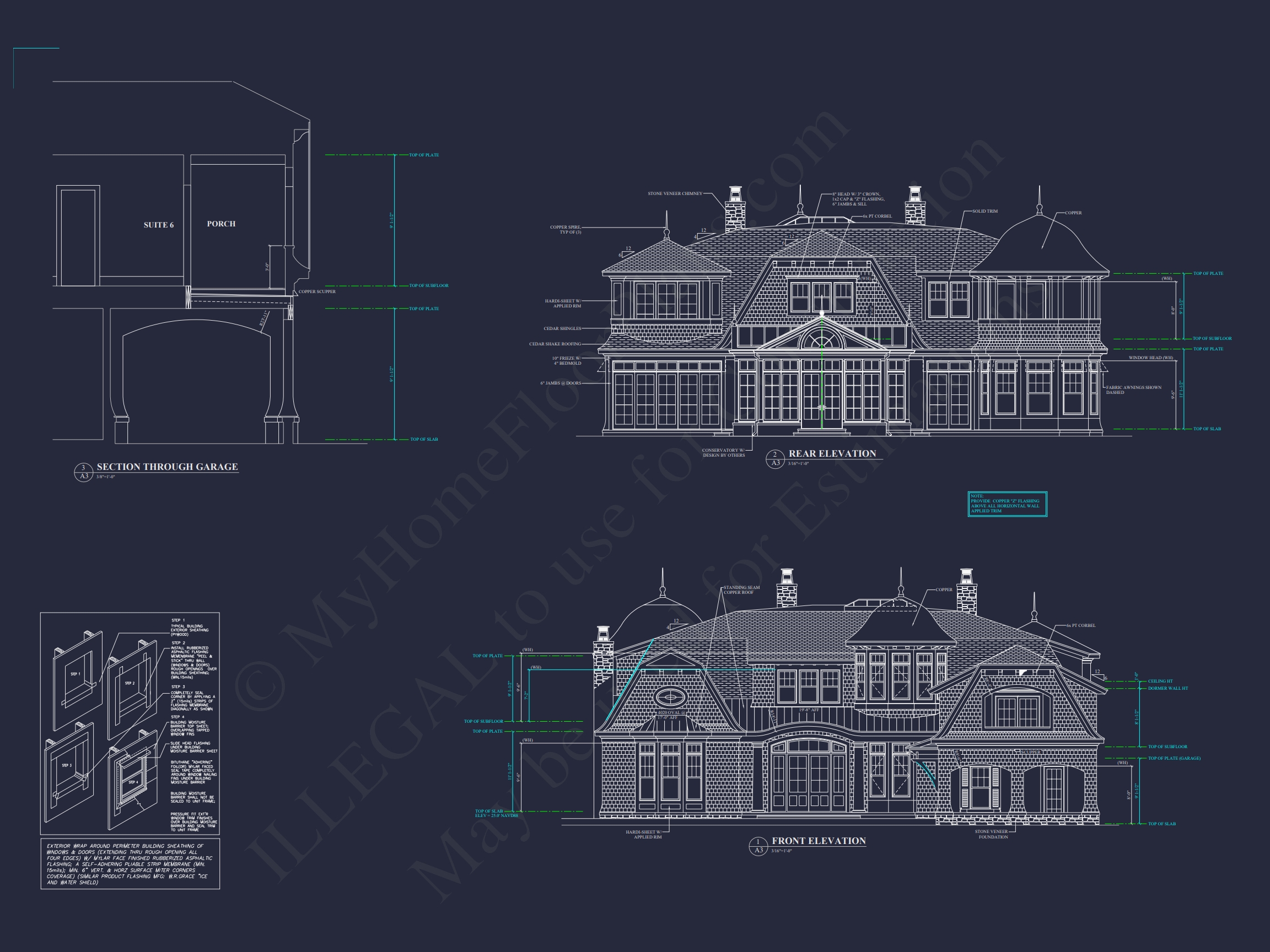 Elegant Two-Story Home Plan with Detailed Architecture Design