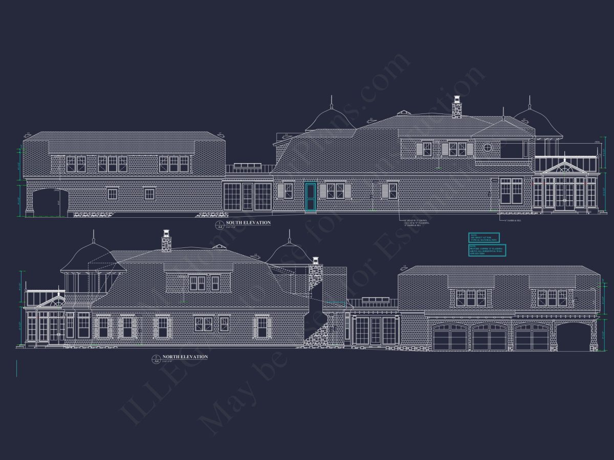 Elegant Two-Story house Plan with Detailed Architecture Design