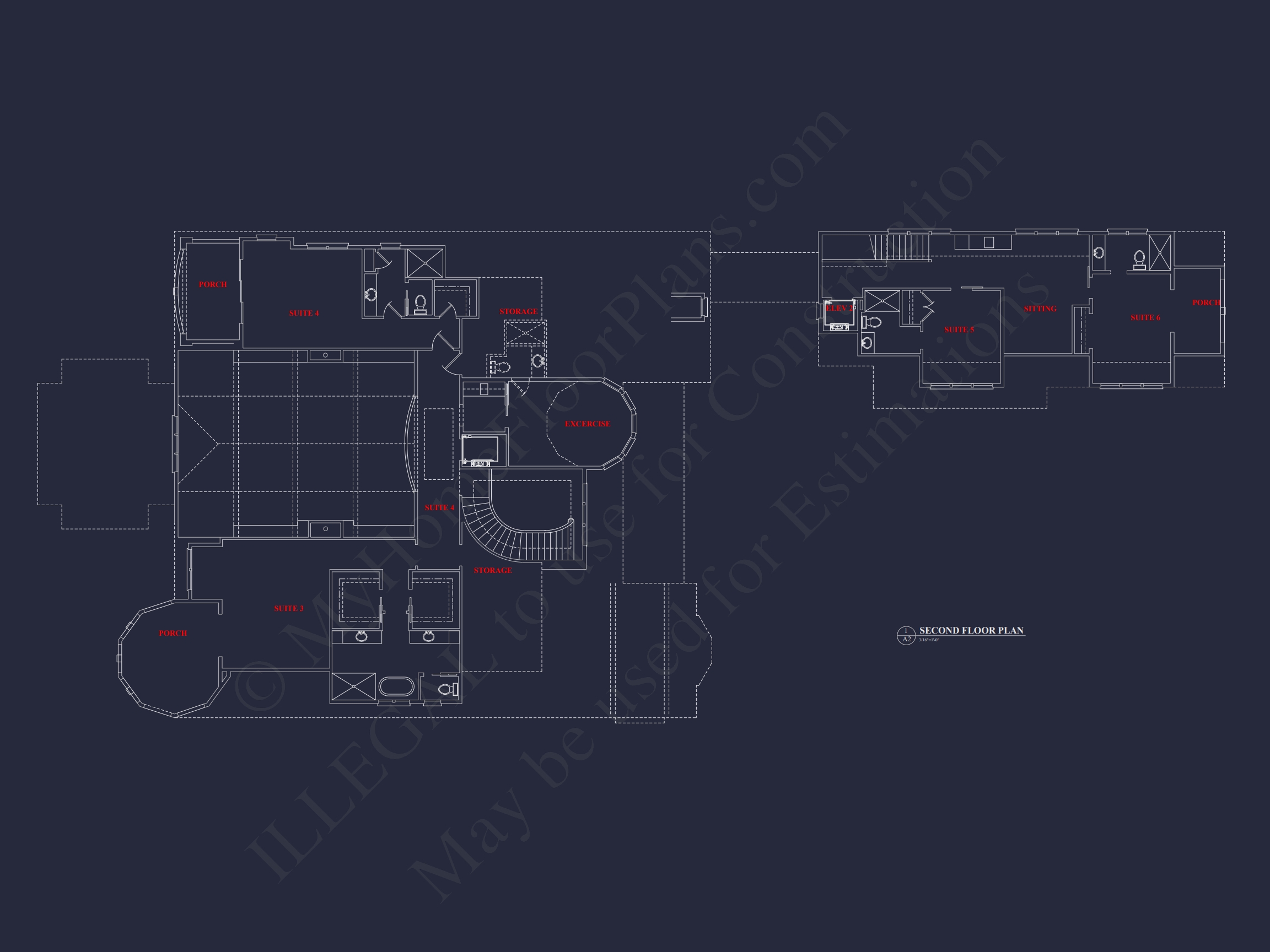 Elegant Two-Story Home Plan with Detailed Architecture Design