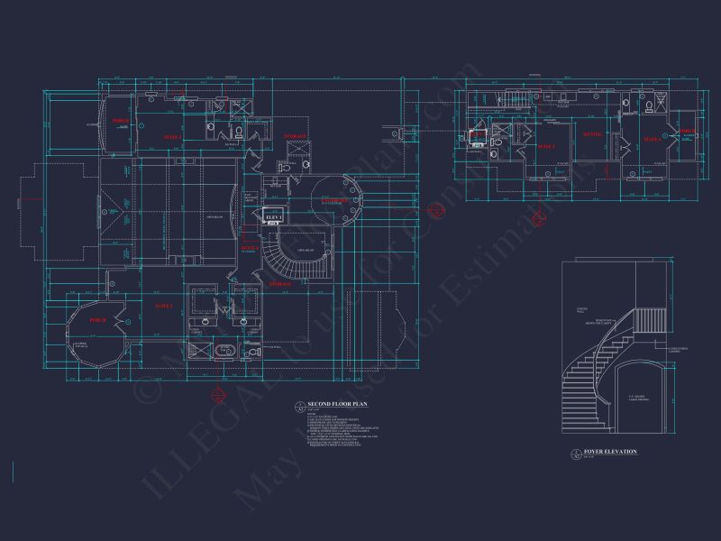 Elegant Two-Story house Plan with Detailed Architecture Design
