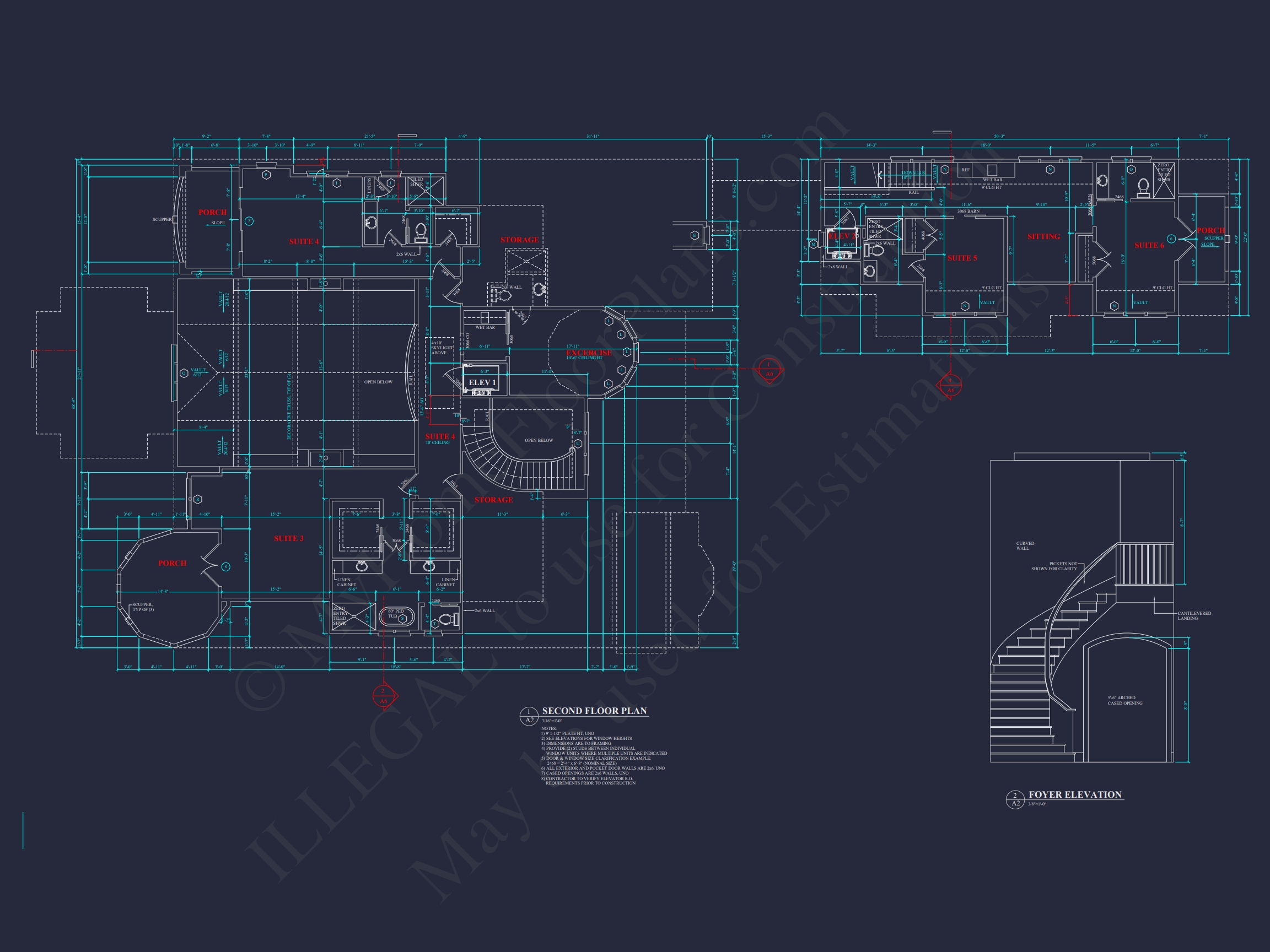 Elegant Two-Story Home Plan with Detailed Architecture Design