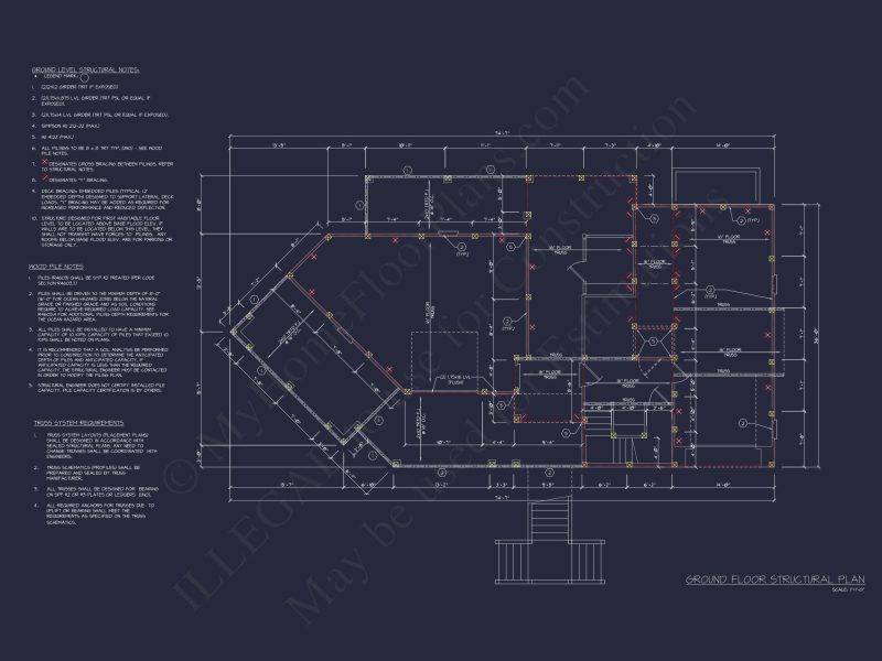 Enhanced Beach house Floor Plan with CAD & Blueprint Designs