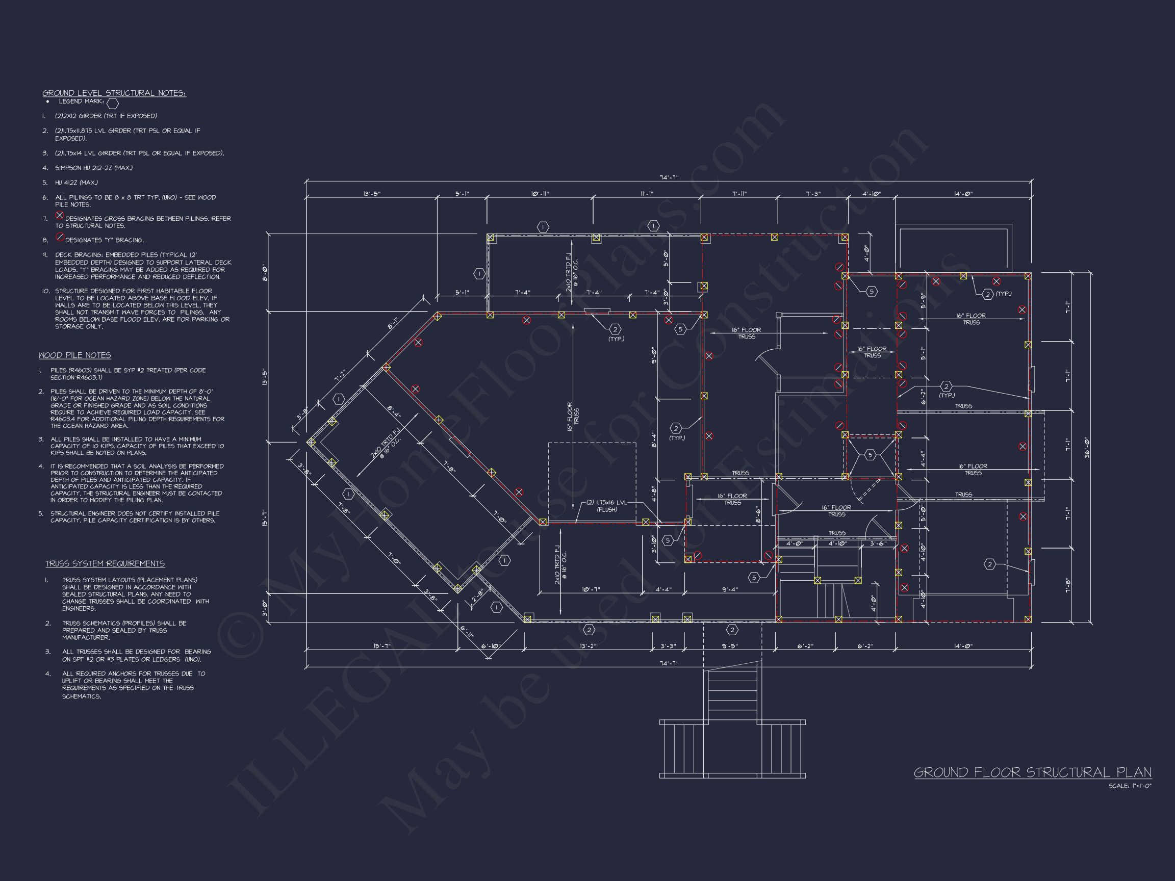 Enhanced Beach house Floor Plan with CAD & Blueprint Designs