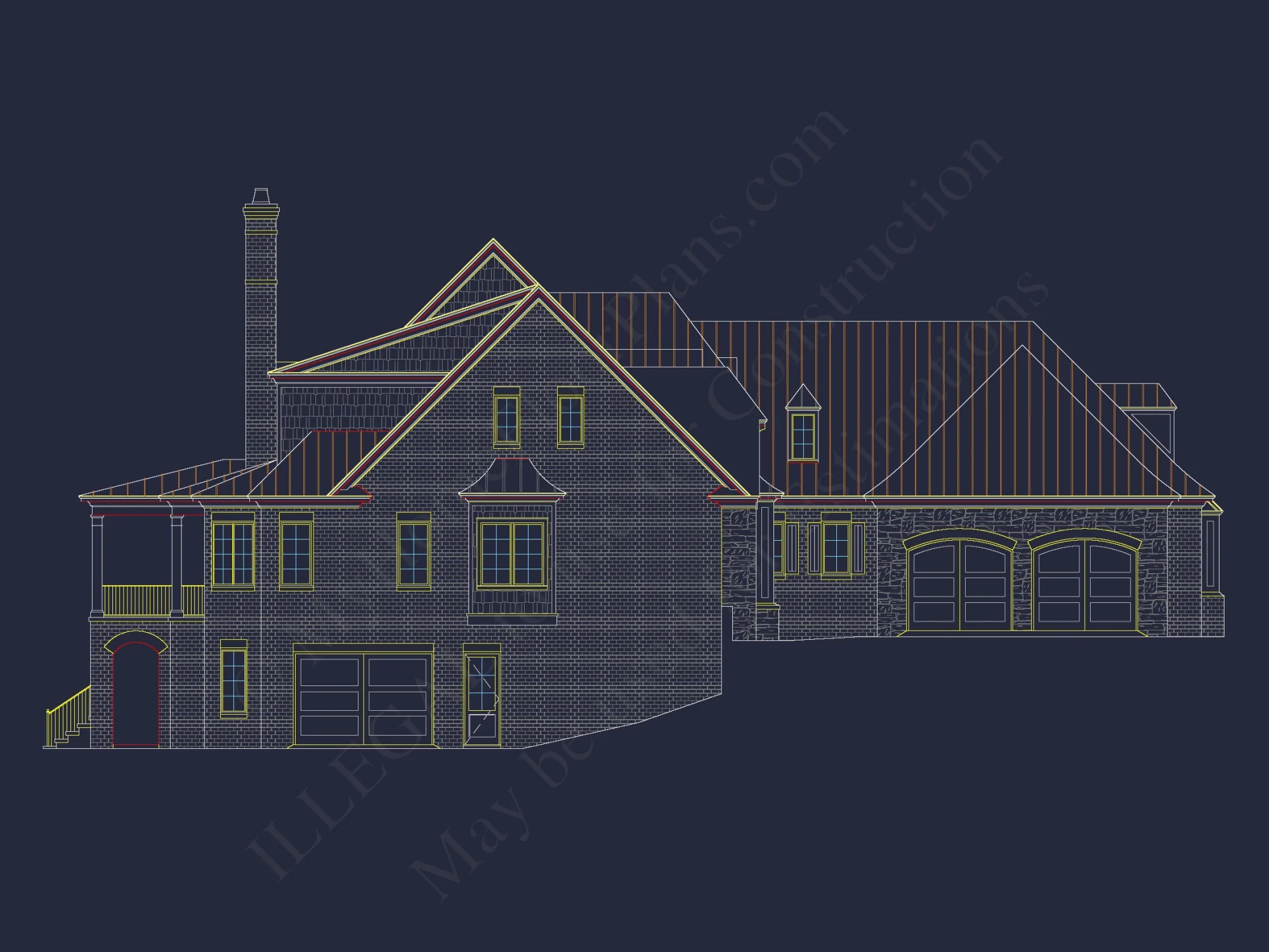 European 3-Story 5-Bed house Plan: 5688 Sq Ft Blueprint