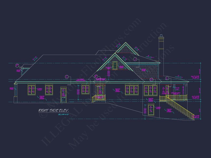 European 3-Story 5-Bed house Plan: 5688 Sq Ft Blueprint