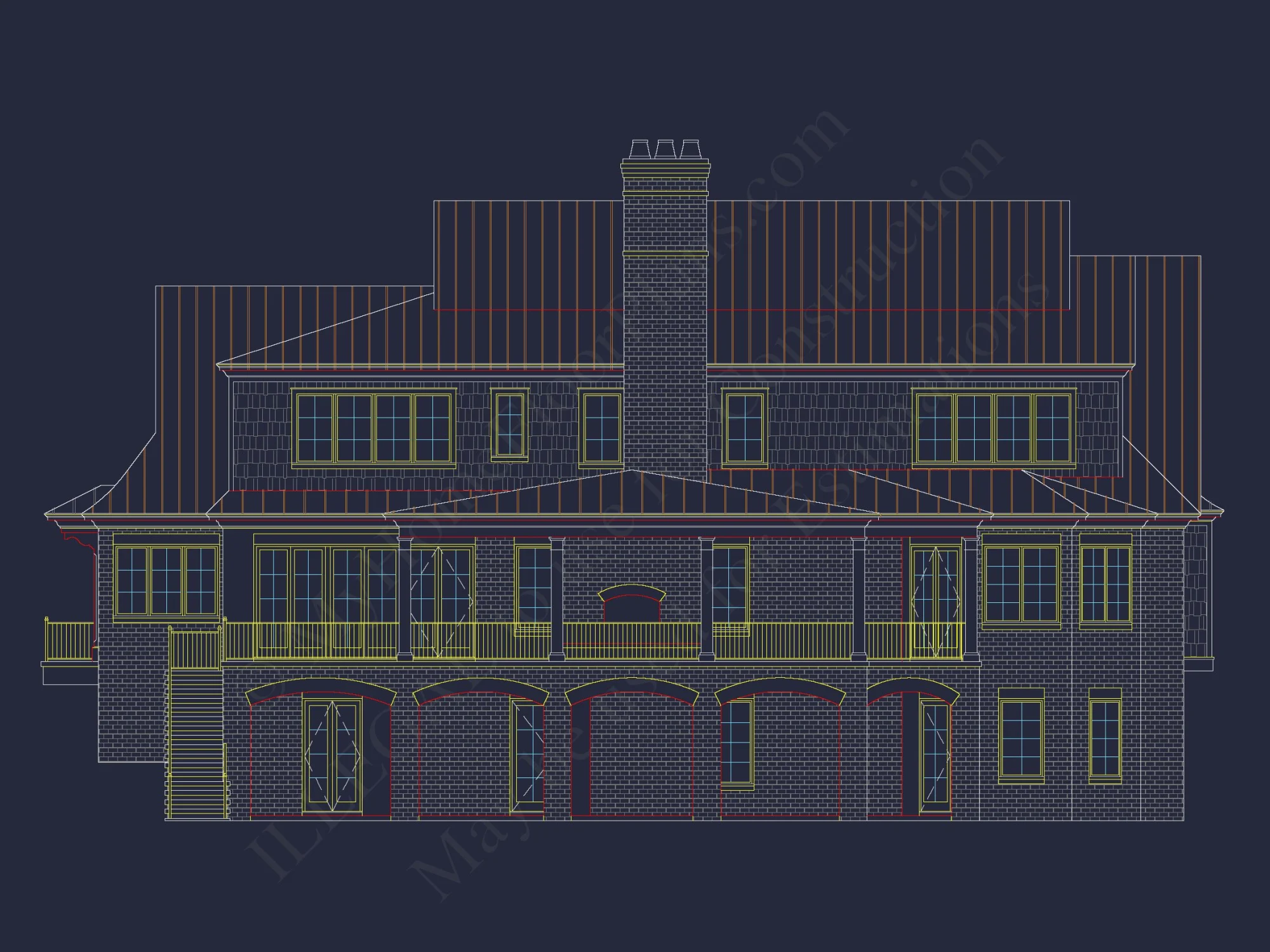 European 3-Story 5-Bed house Plan: 5688 Sq Ft Blueprint