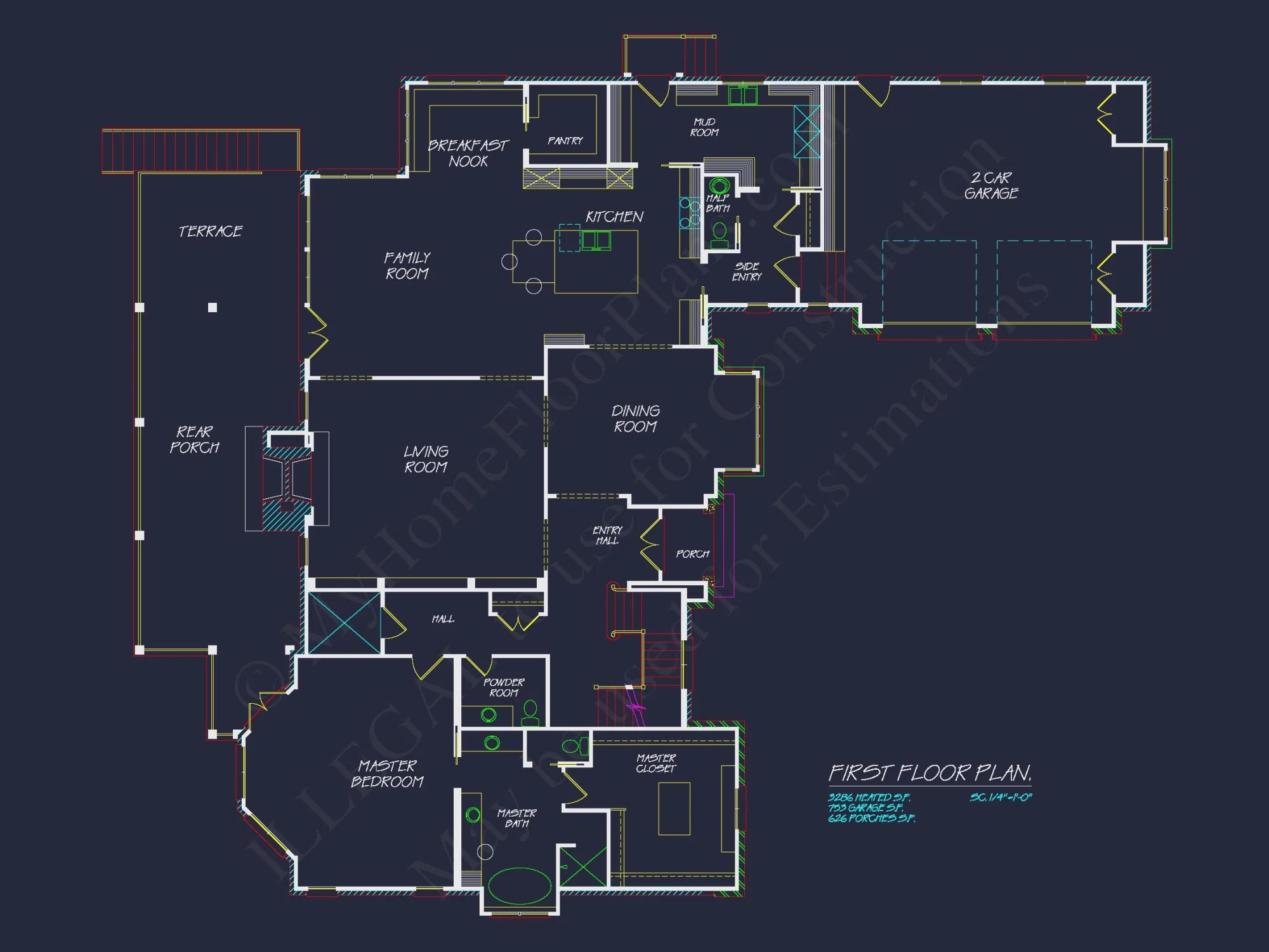 European 3-Story 5-Bed house Plan: 5688 Sq Ft Blueprint