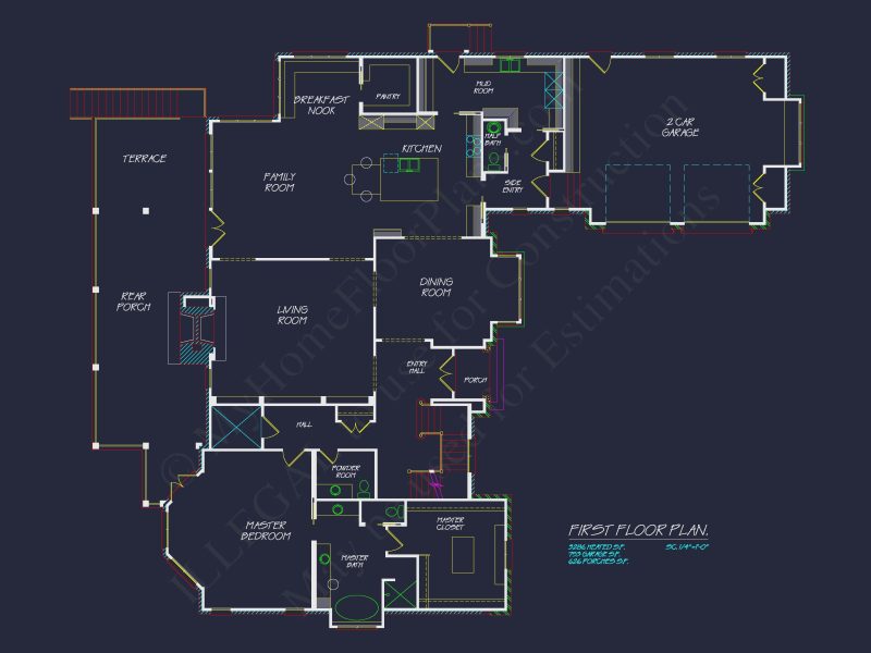 European 3-Story 5-Bed house Plan: 5688 Sq Ft Blueprint