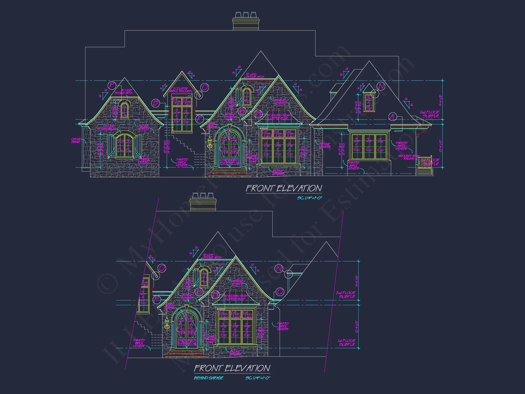 European 3-Story 5-Bed house Plan: 5688 Sq Ft Blueprint