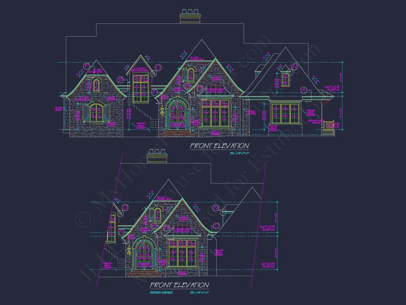 European 3-Story 5-Bed house Plan: 5688 Sq Ft Blueprint