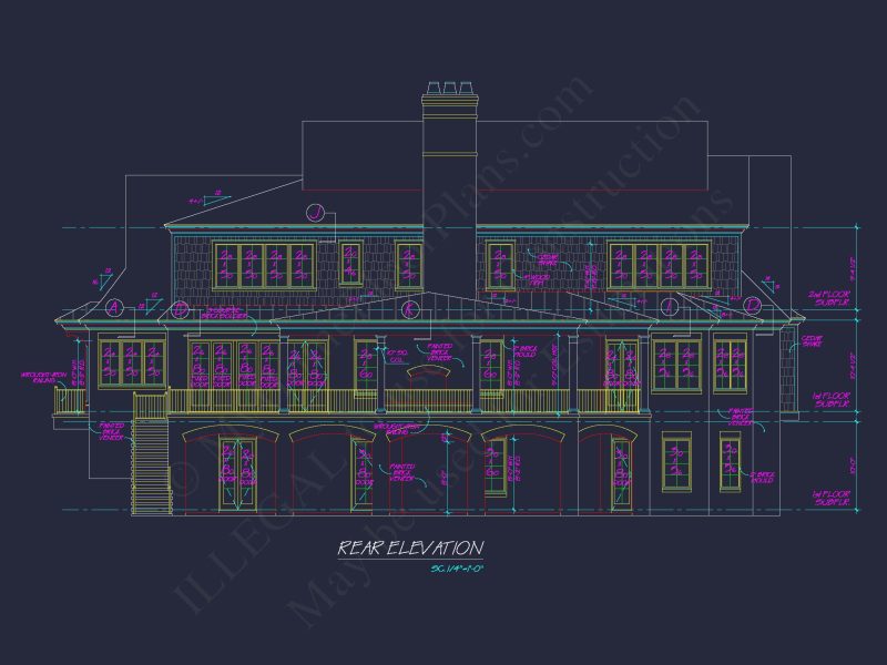 European 3-Story 5-Bed house Plan: 5688 Sq Ft Blueprint