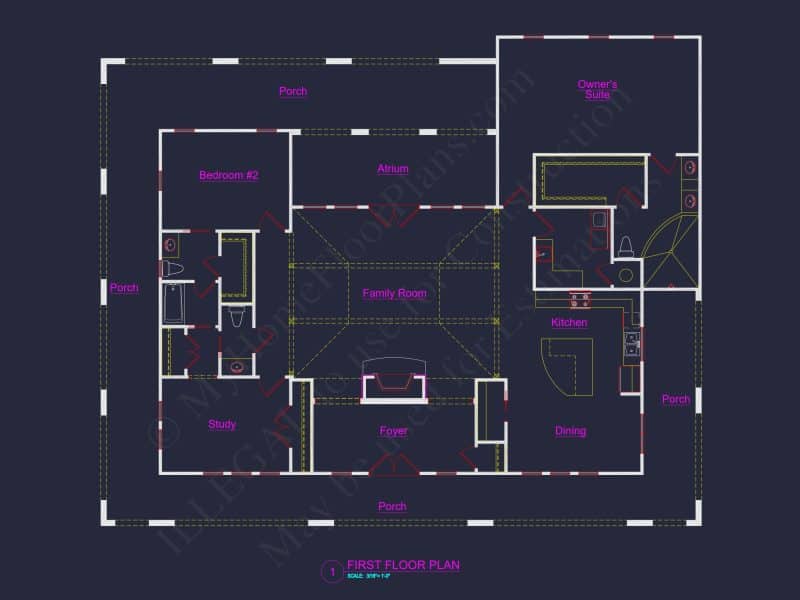 European house Floor Plan: 2 Bed, 2498 Sq Ft Blueprint