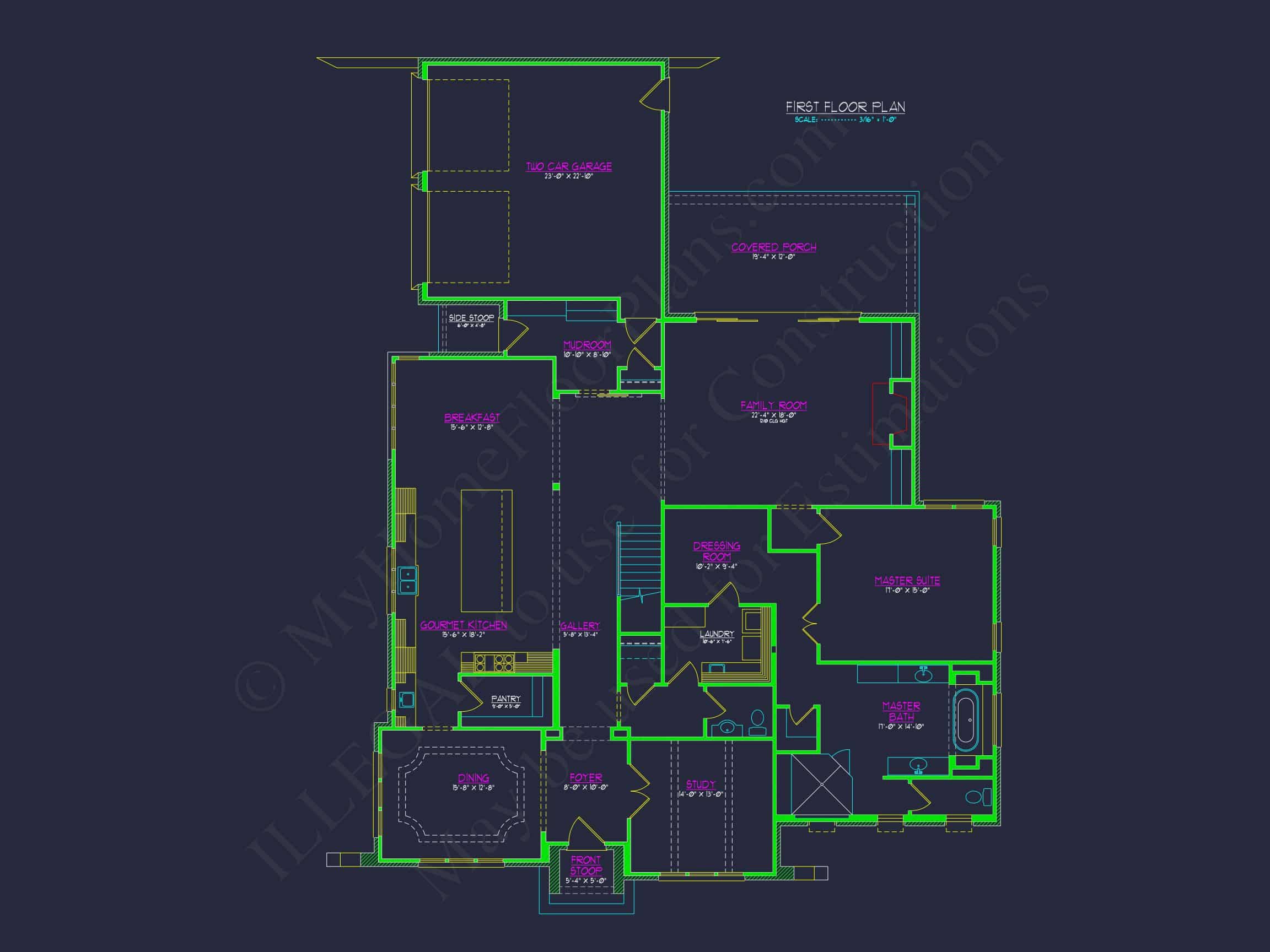 Expansive 5-Bedroom Home Plan with Blueprint and CAD Designs